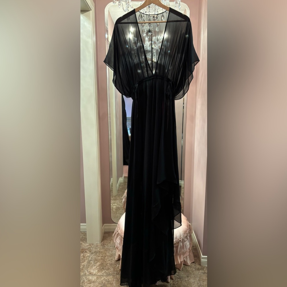 Malene Birger Elegant Black Evening Gown SILK Blend Sheer